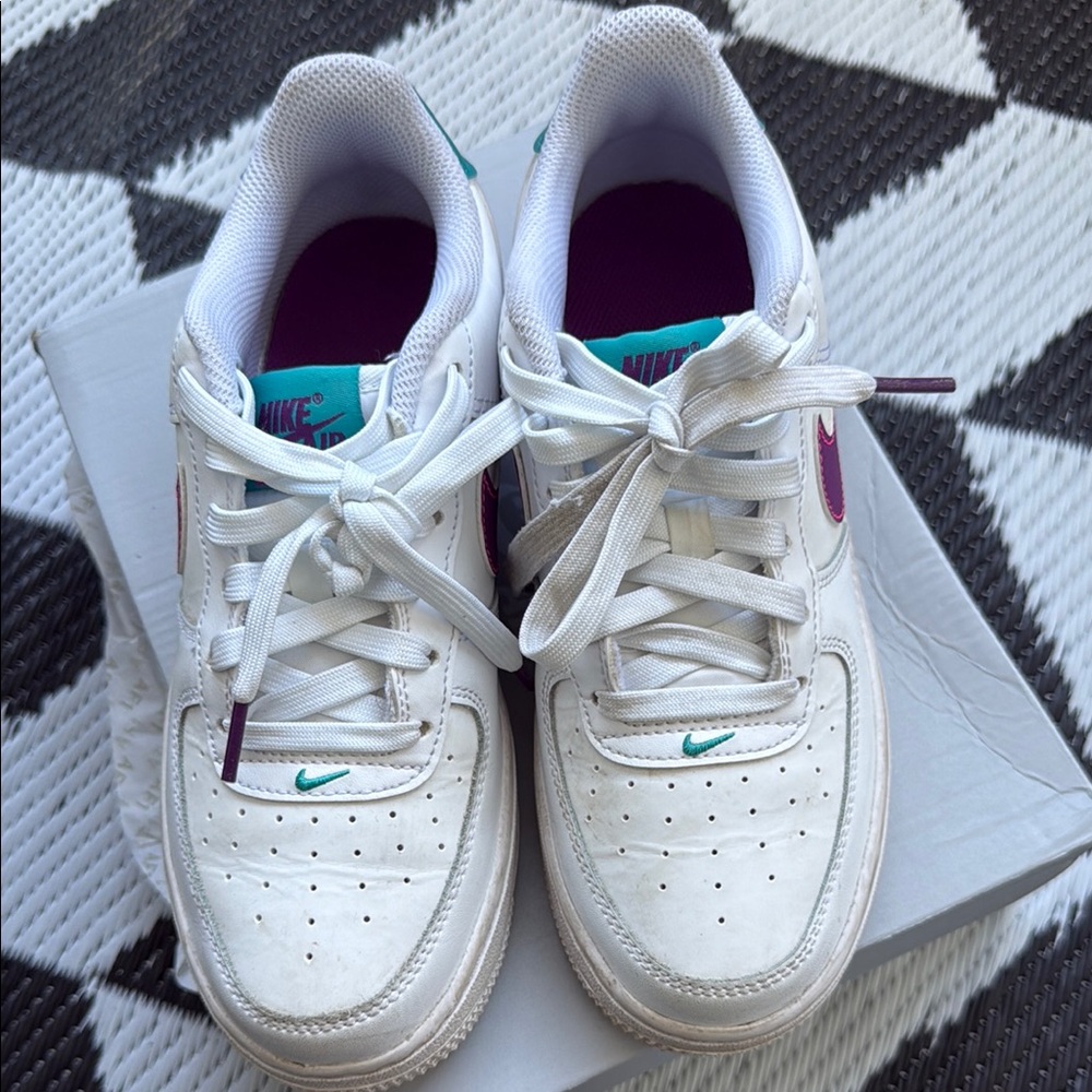 Nike Air Force 1 with Purple and Teal Accents